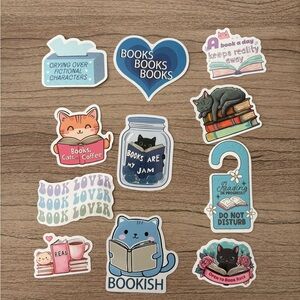 Cute Cat Book-Themed Stickers Set Kindle Stanley Decorations
